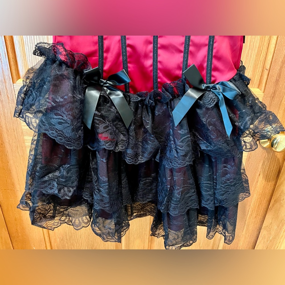 NWT Dolls Kill Widow When Night Comes Mini dress Satin Bodice Tiered Mini Lace - Picture 3 of 14